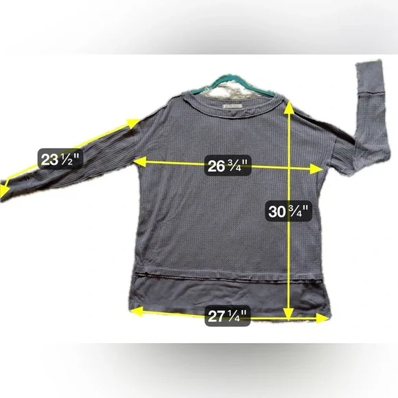 We The Free Gray Waffle Knit Top Oversized Slouchy Streetstyle Lagenlook Large - Picture 4 of 9